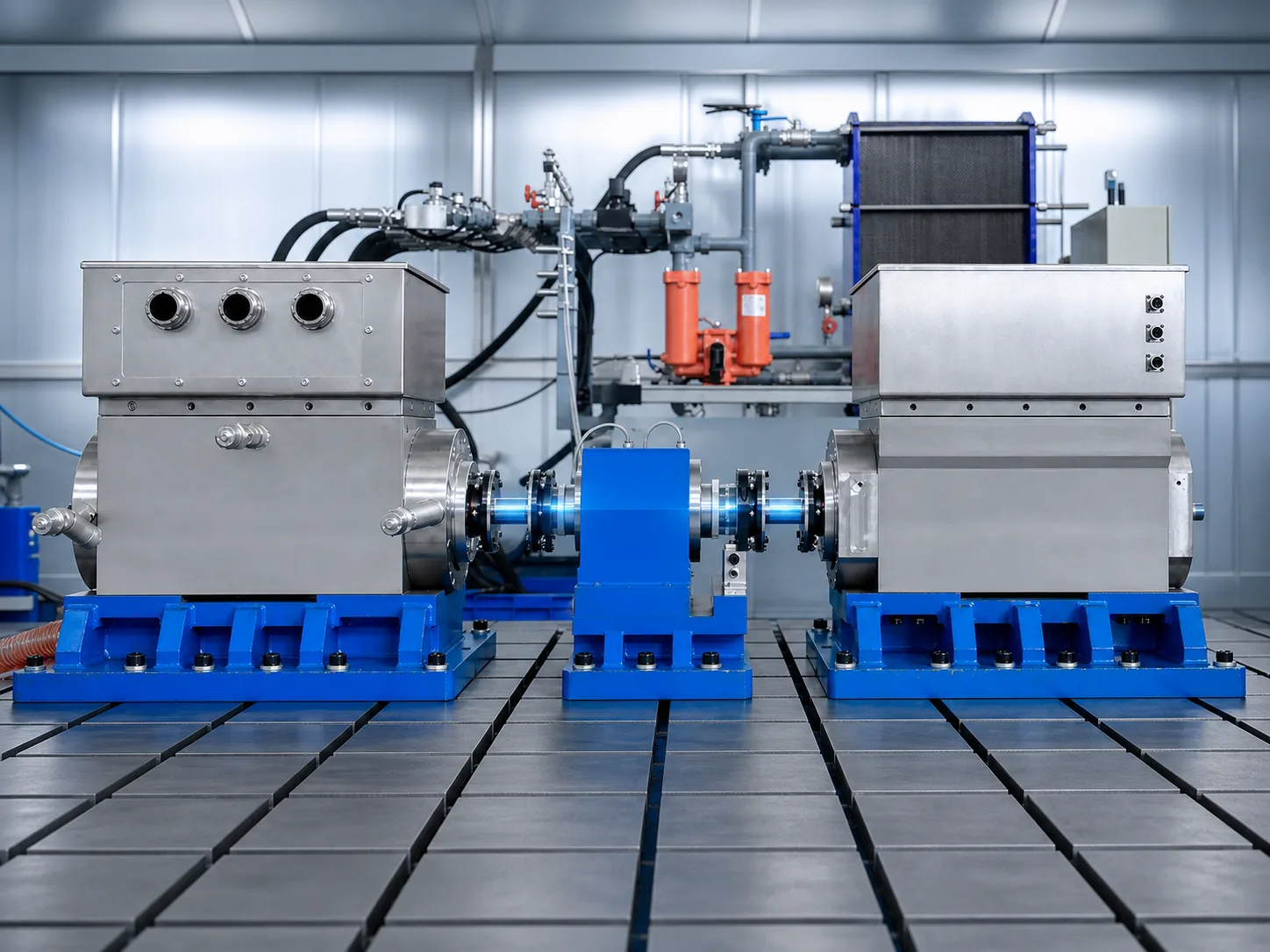 Opposed high-speed motors on a back-to-back dynamometer bench